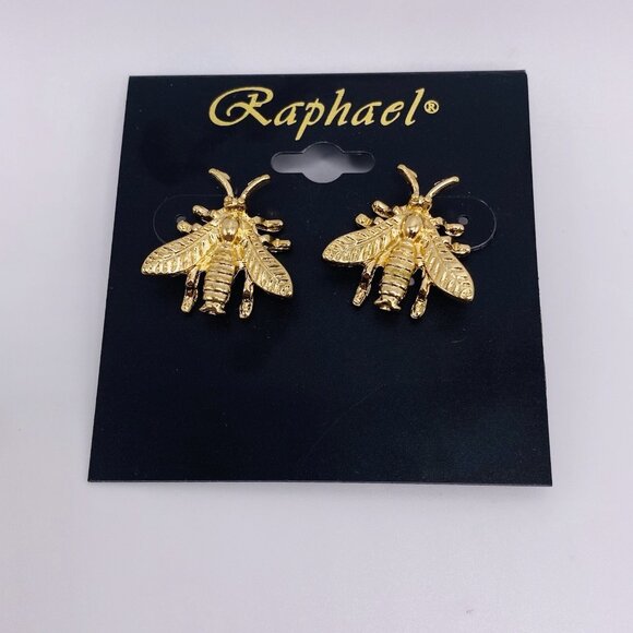 Raphaël Jewelry - Raphael Gold Tone Bee Earrings Insect Studs Nature Bug Costume Jewelry Gift NWT